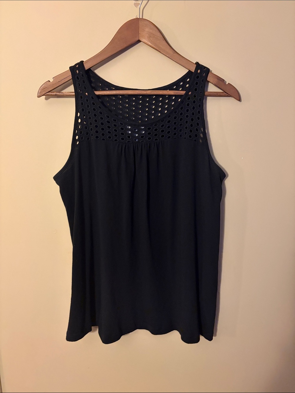 Old Navy Black Eyelet Yoke Tank Top